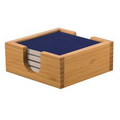Ceramic 4 Blue Coaster Set w/Bamboo Holder